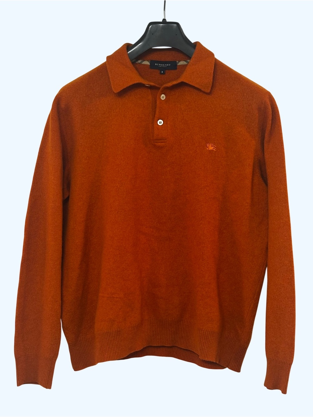 Burberry London Orange 100% Lambswool sweatshirt polo